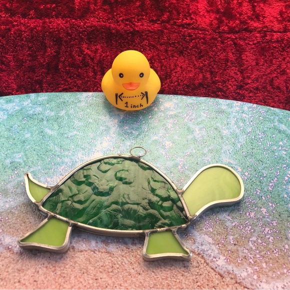 Stained Glass Turtle Textured Sun Catcher Hanging Window Art Hand Crafted Cute - Picture 3 of 4